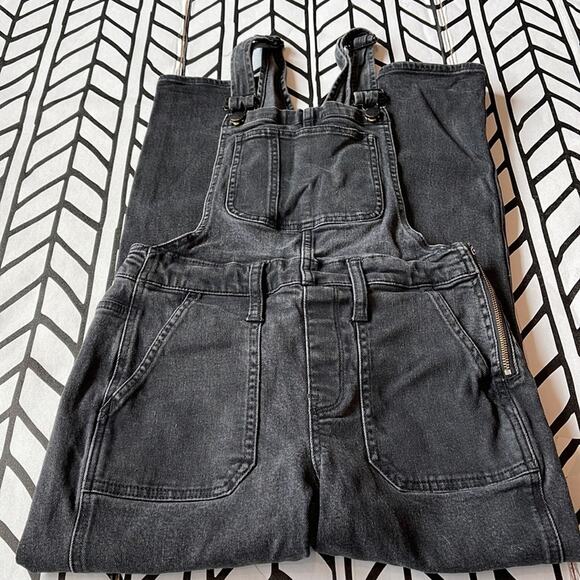 Madewell washed black skinny overalls size XS - Picture 2 of 5